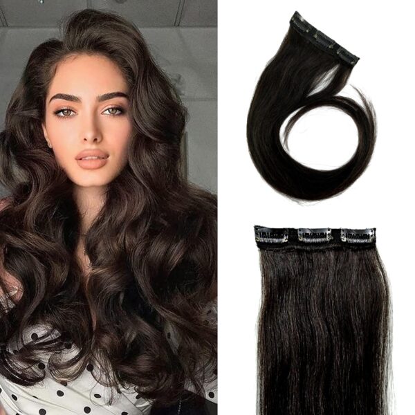 GROWTH 100% Original 3pcs Clips In Volumizer for Women and girls Dark Brown (50g) Hair Extension