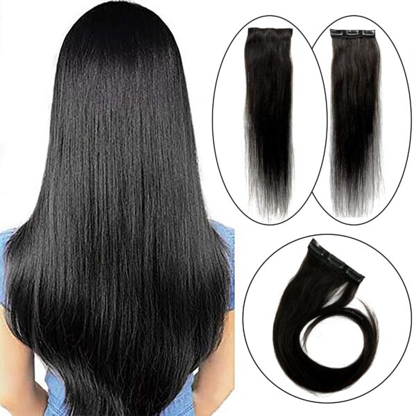 GROWTH 100% Original 3pcs Clips In Volumizer for Women and girls (50g) Black Hair Extension