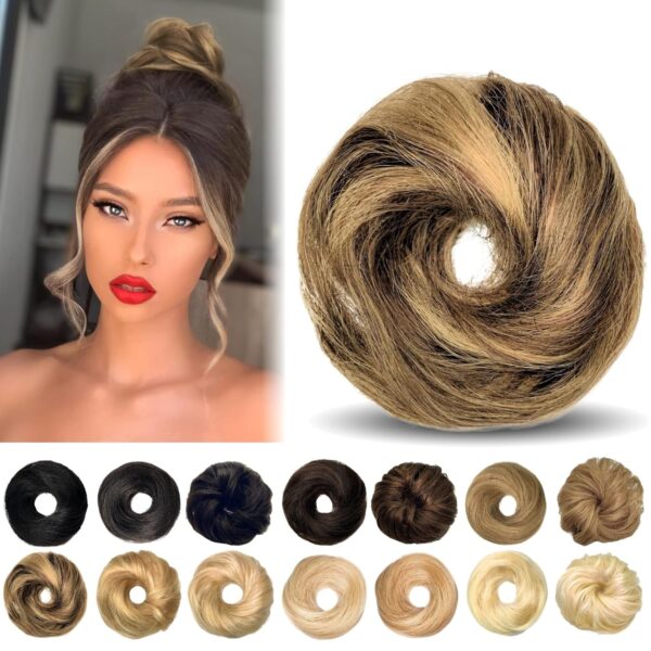 GROWTH Scrunchie Human with Elastic Rubber Straight for Women (1PC ,Caramel) Hair Extension