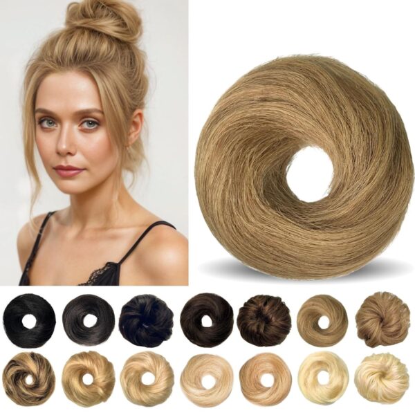 GROWTH Scrunchie Human with Elastic Rubber Straight for Women (1PC ,Walnut) Hair Extension