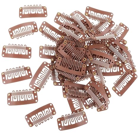 Hair Extensions & Toppers Spare U-Shape Brown Clips (10Pcs)