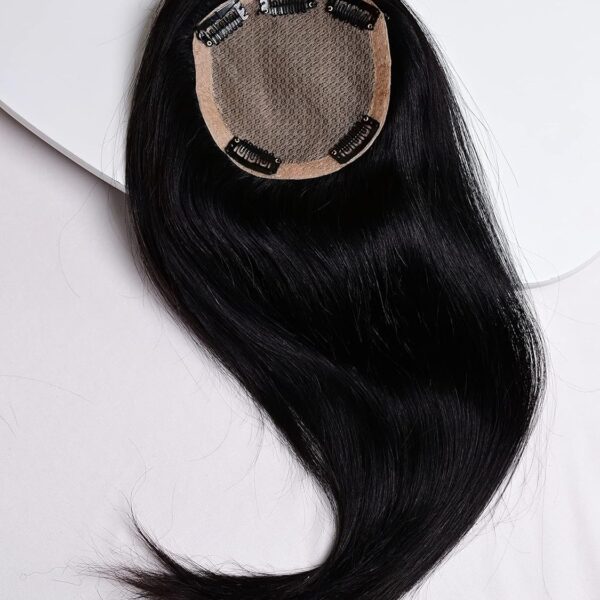 100% Human hair extension for Women, clip is scalp Topper, Silk Based (5X4,) Hair Extension