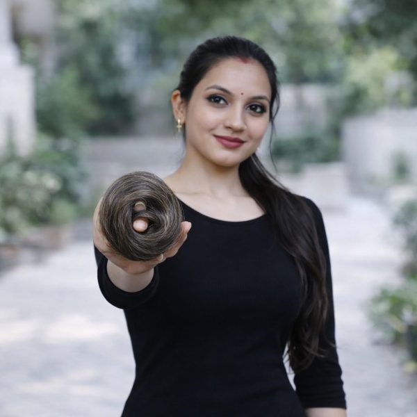 Scrunchie Human with Elastic Rubber Straight for Women (1PC , GREY) Hair Extension