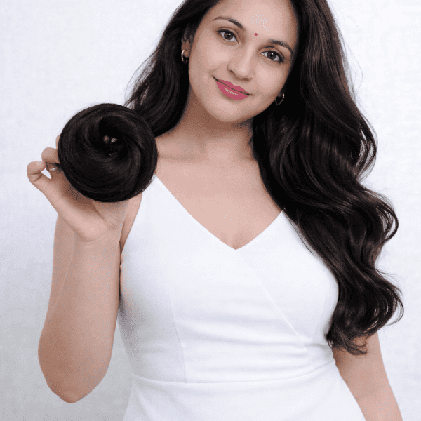 Scrunchie Human with Elastic Rubber Straight for Women(1PC , BLACK) Hair Extension