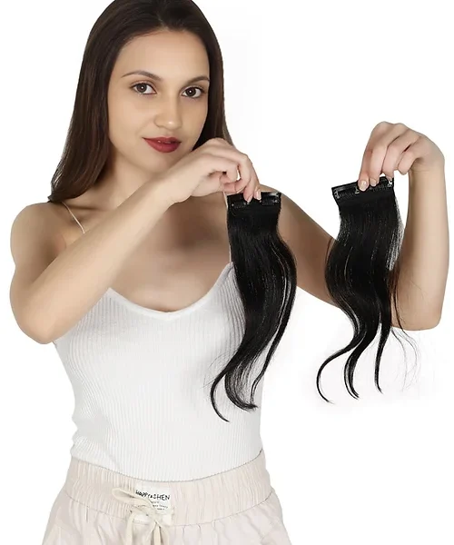 Double Clip Human Human extensions/ Streak For Natural Black (1B) Color