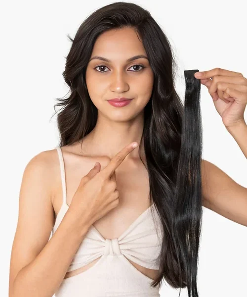 Single Clip Human Human extensions/ Streak For Natural Black (1B) Color.