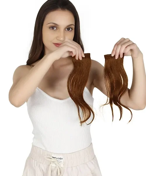 Double Clip Human Human extensions/ Streak For Light Brown (#6) Color
