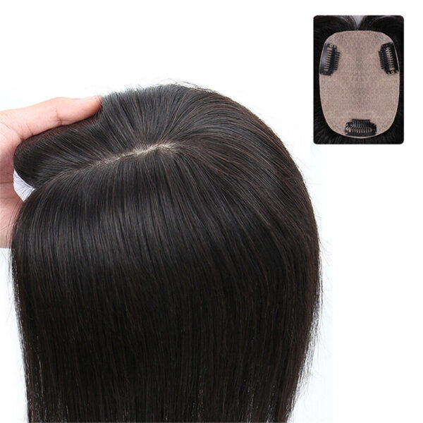 100% Human hair extension for Women, clip is scalp Topper, Silk Based (5X3,) Hair Extension