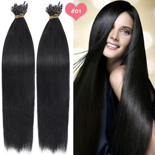 Permanent long hair 18Inch Nano Tip hair extension 100% Real human hair