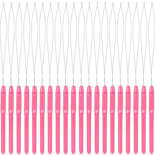 Pink Looper Pulling Hook-Bead Device Tool for hair extension (12pcs)