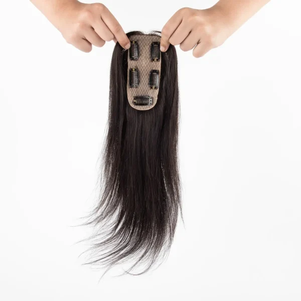 100% Human hair extension for Women, clip is scalp Topper, Silk Based (5x2) Hair Extension