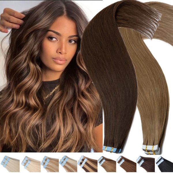24inch, (50g/20strand, 100g/40 strand) Seamless Thick Tape In 100% Remy Human Hair Double Thick