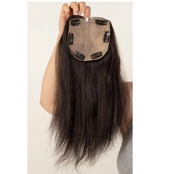 100% Human hair extension for Women, clip is scalp Topper, Silk Based (5x5) Hair Extension