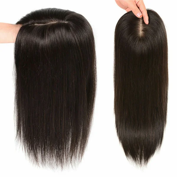 100% Human hair extension for Women, clip is scalp Topper, Lace Based (4x2",) Hair Extension