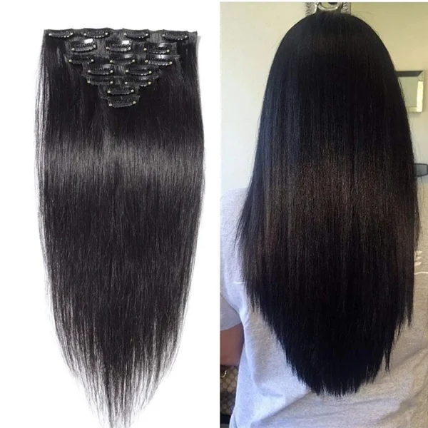30inch, 100% Original 7pc set Clips on hair for Women & girls blend with your own Hair Extension