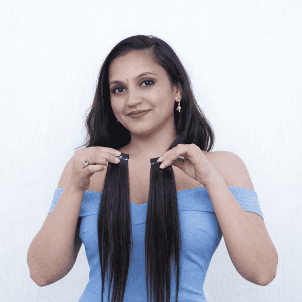 100% human hair Single clip extensions side bang for women & girls (18Inch) Hair Extension