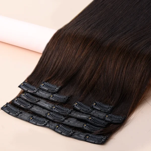 26inch,100% Original 7pc set Double Drawn Clip-in Set for Women & girls blend with your own Hair