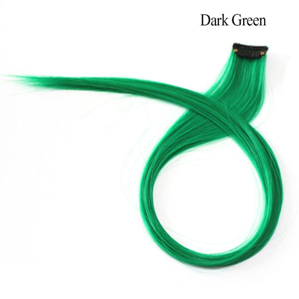 100% Indian Natural Human Clip In Color Streaks For Women "Green" Single Clip Hair Extension