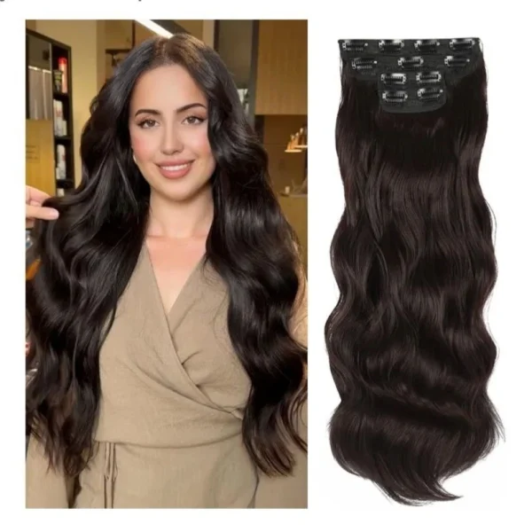 30inch, 100% Original 4pc set Clips on hair for Women & girls blend with your own Hair Extension