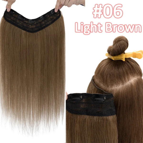 20inch, 100% Original 5pc V-shape Clips on hair for Women & girls blend with your own Hair Extension