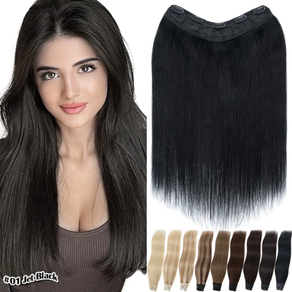 30inch, 100% Original 5pc V-shape Clips on hair for Women & girls blend with your own Hair Extension