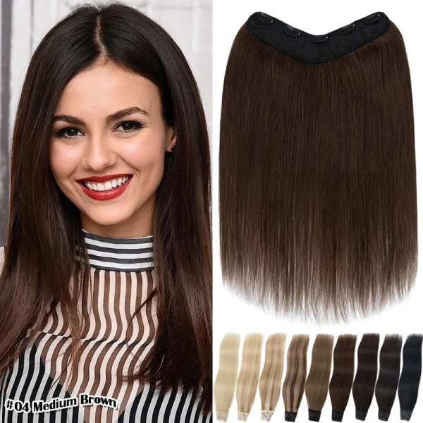 12inch, 100% Original 5pc V-shape Clips In Volumizer for Women & girls blend with your own Hair Extension
