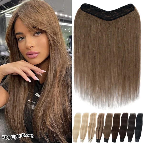 18inch, 100% Original 5pc V-shape Clips In Volumizer for Women & girls blend with your own Hair Extension
