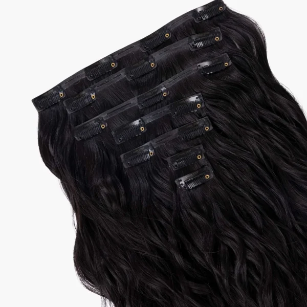 24inch, 100% Original 7pc set Double Drawn Clip-in Set for Women & girls blend with your own Hair