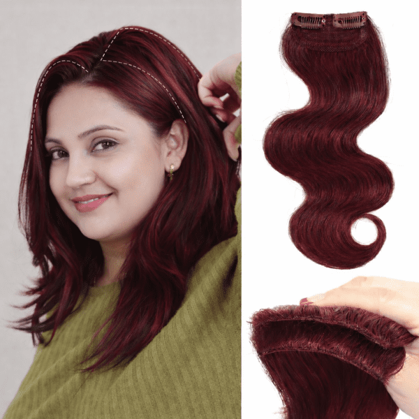 100% Double Streak Human hair Clip In Color Streaks For Women\Girls "Burgundy"