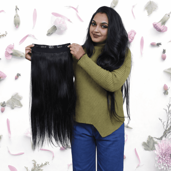 10inch, 100% Original 5pc Clips In Double Drawn Volumizer for Women & girls blend with your own Hair
