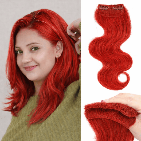 100% Double Streak Human hair Clip In Color Streaks For Women\Girls "Red"