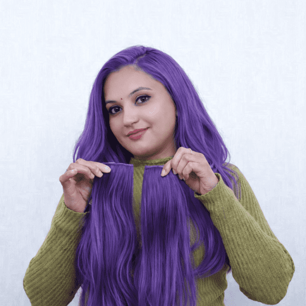 100% Double Streak Human hair Clip In Color Streaks For Women\Girls "Purple"