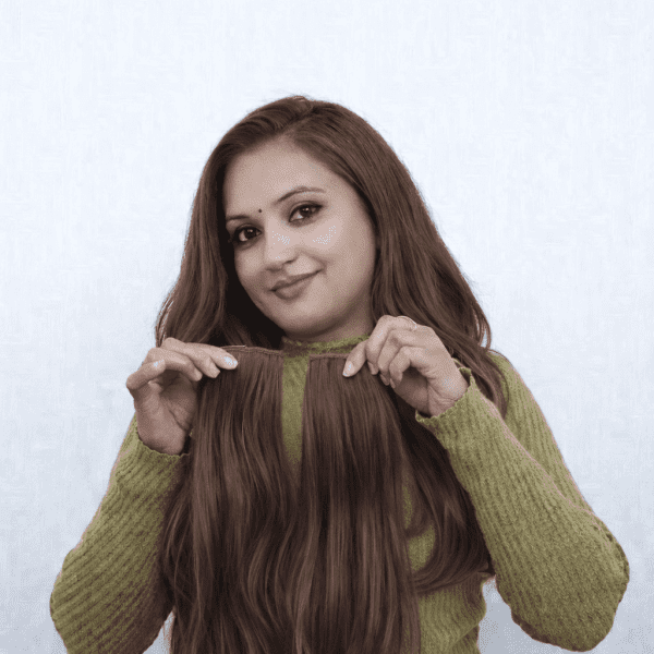 100% Double Streak Human hair Clip In Color Streaks For Women\Girls "Medium Brown"