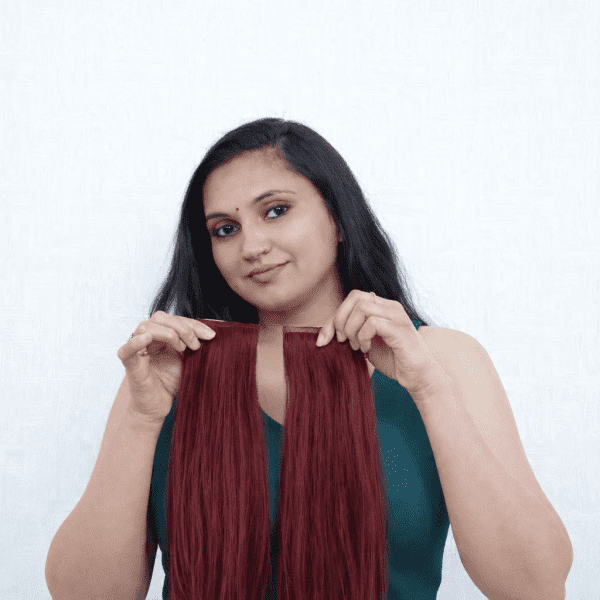 100% Double Streak Human hair Clip In Color Streaks For Women\Girls "Burgundy"