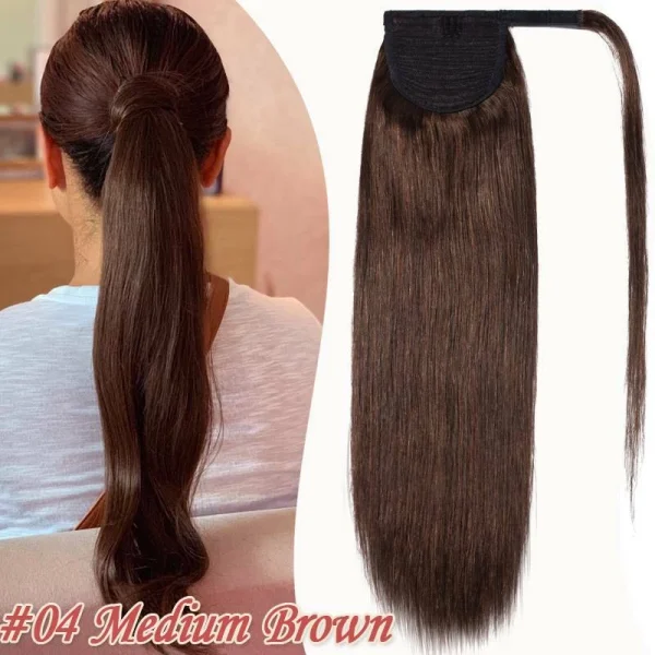 12inch,100% Real Remy Human Hair Wrap Around Ponytail Extension With Wig Clip in/Thick