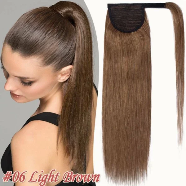 30inch, 100% Real Remy Human Hair Wrap Around Ponytail Extension With Wig Clip in/Thick