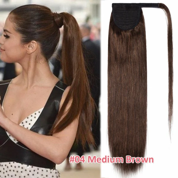 28inch, 100% Real Remy Human Hair Wrap Around Ponytail Extension With Wig Clip in/Thick