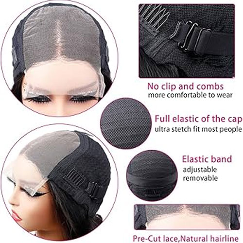 New 100% Human Hair Wig for Women Straight HD Full Lace Frontal Wig Glueless Wig (Medium Brown) - Image 2
