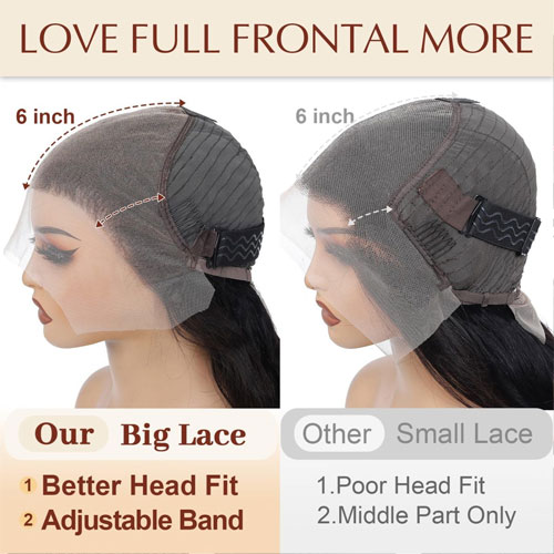 New 100% Human Hair Wig for Women Straight HD Full Lace Frontal Wig Glueless Wig (Dark Brown) - Image 3
