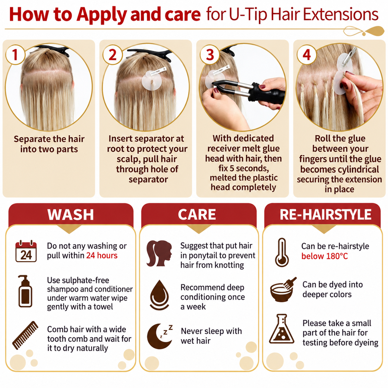 U TIP | Permanent Hair Extensions | Straight | 100% Human Hair - Image 10