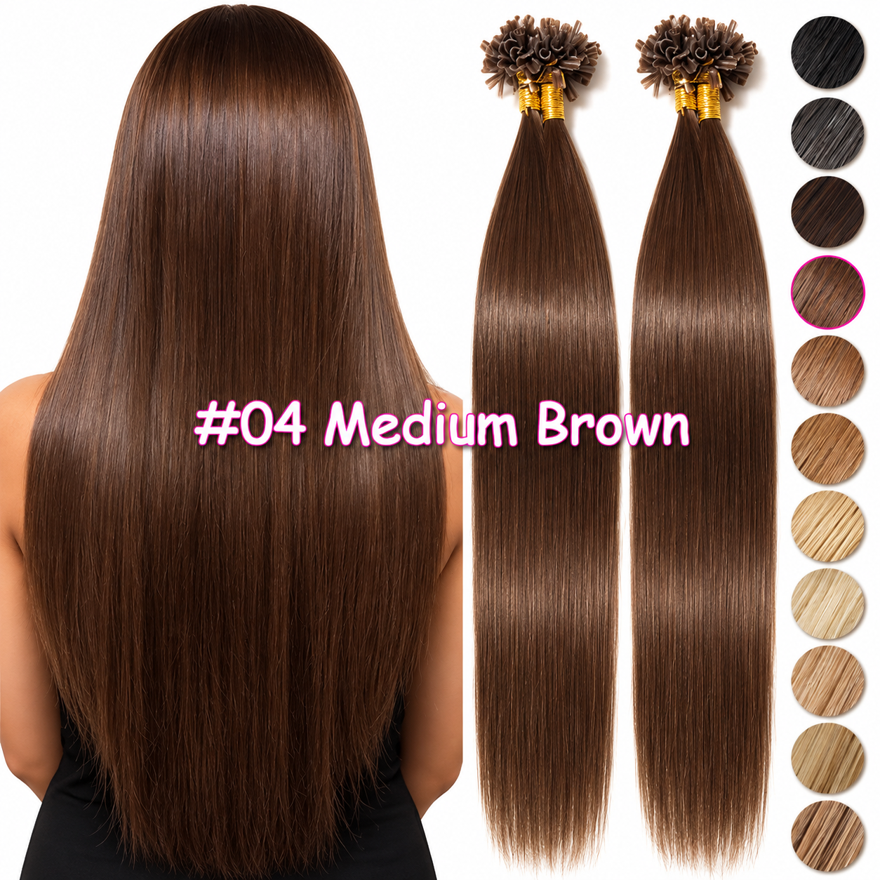 U TIP | Permanent Hair Extensions | Straight | 100% Human Hair - Image 5