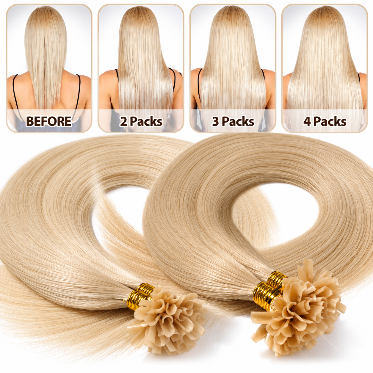 U TIP | Permanent Hair Extensions | Straight | 100% Human Hair - Image 8
