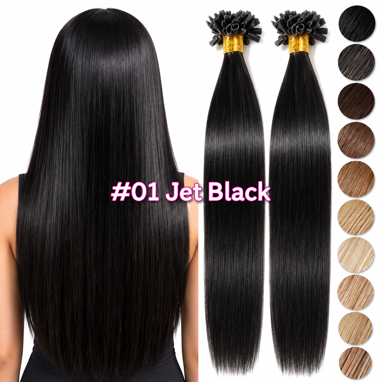 U TIP | Permanent Hair Extensions | Straight | 100% Human Hair - Image 2