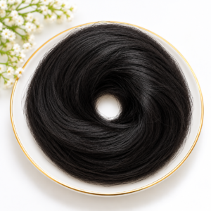 Human Hair | Donut Scrunchies Bun | Natural Black | Growth Hair