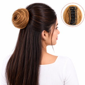 Human Hair | Clip In Hair Buns | Golden Color | Growth Hair